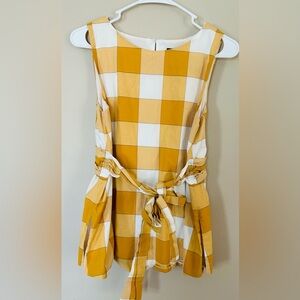 Ann Taylor Factory Mustard and White Plaid Cotton Tank Blouse